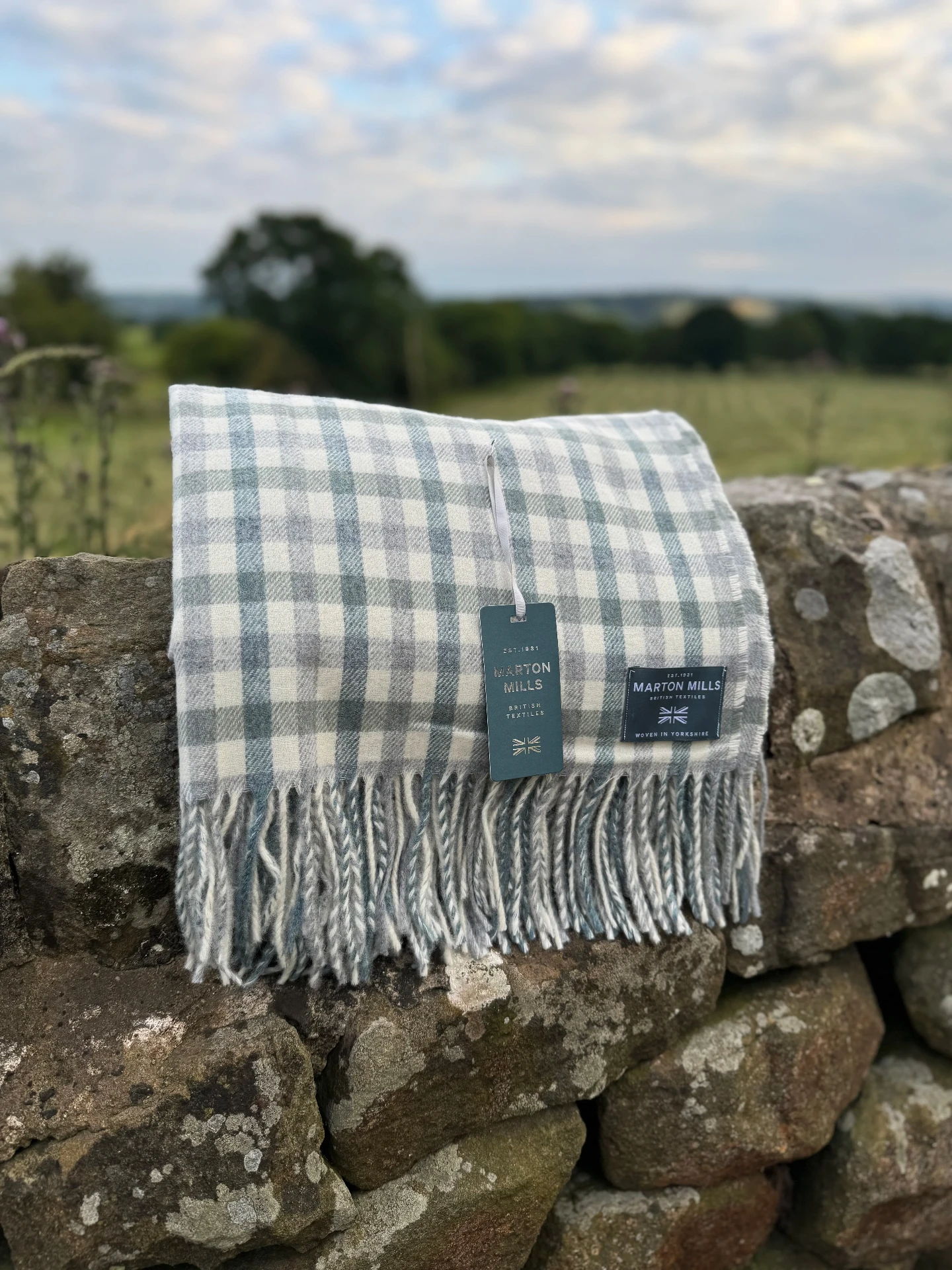 Cracoe Silver & Moss Throw fabric woven by Marton Mills