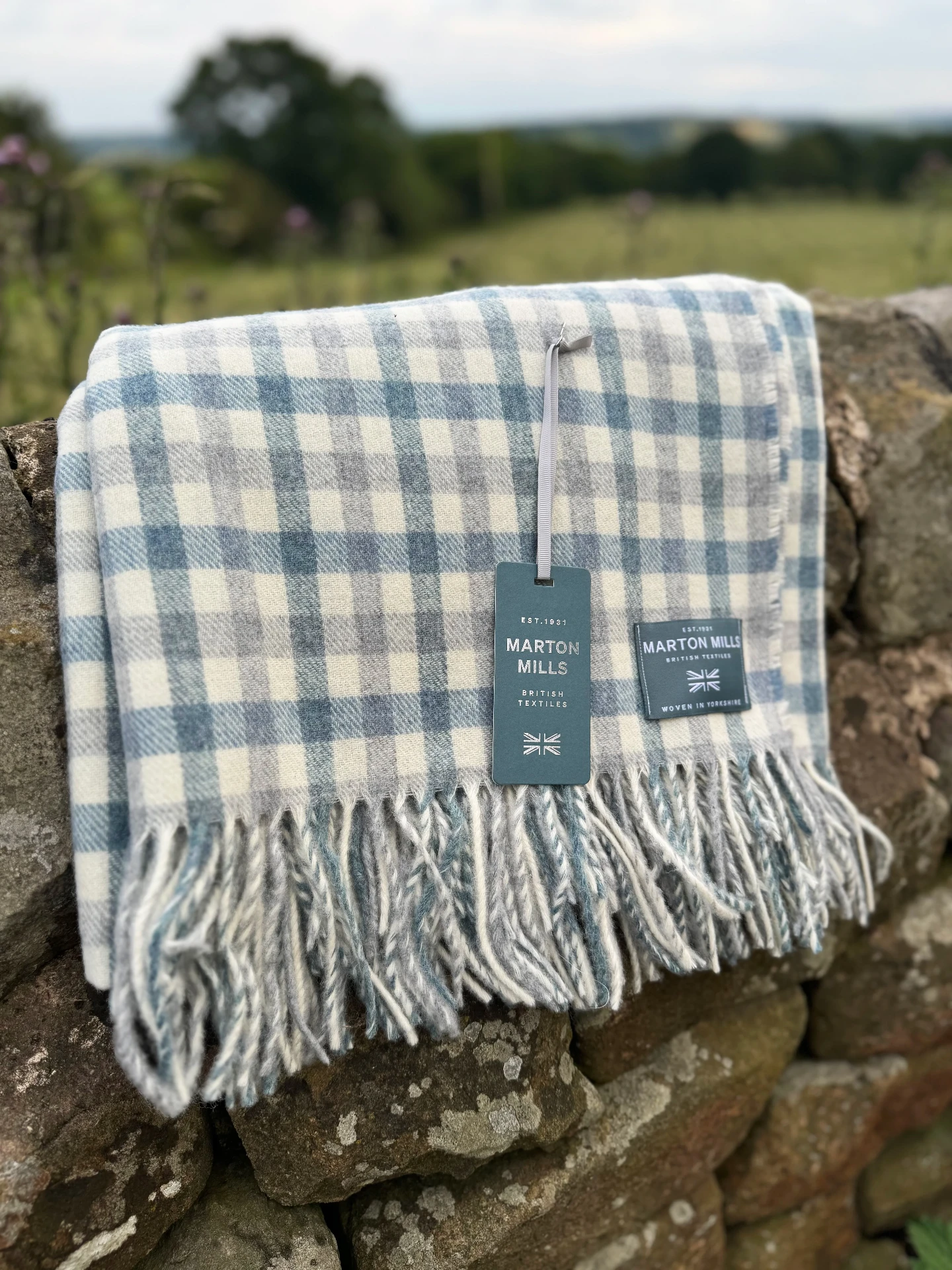 Cracoe Silver & Azure Throw fabric woven by Marton Mills