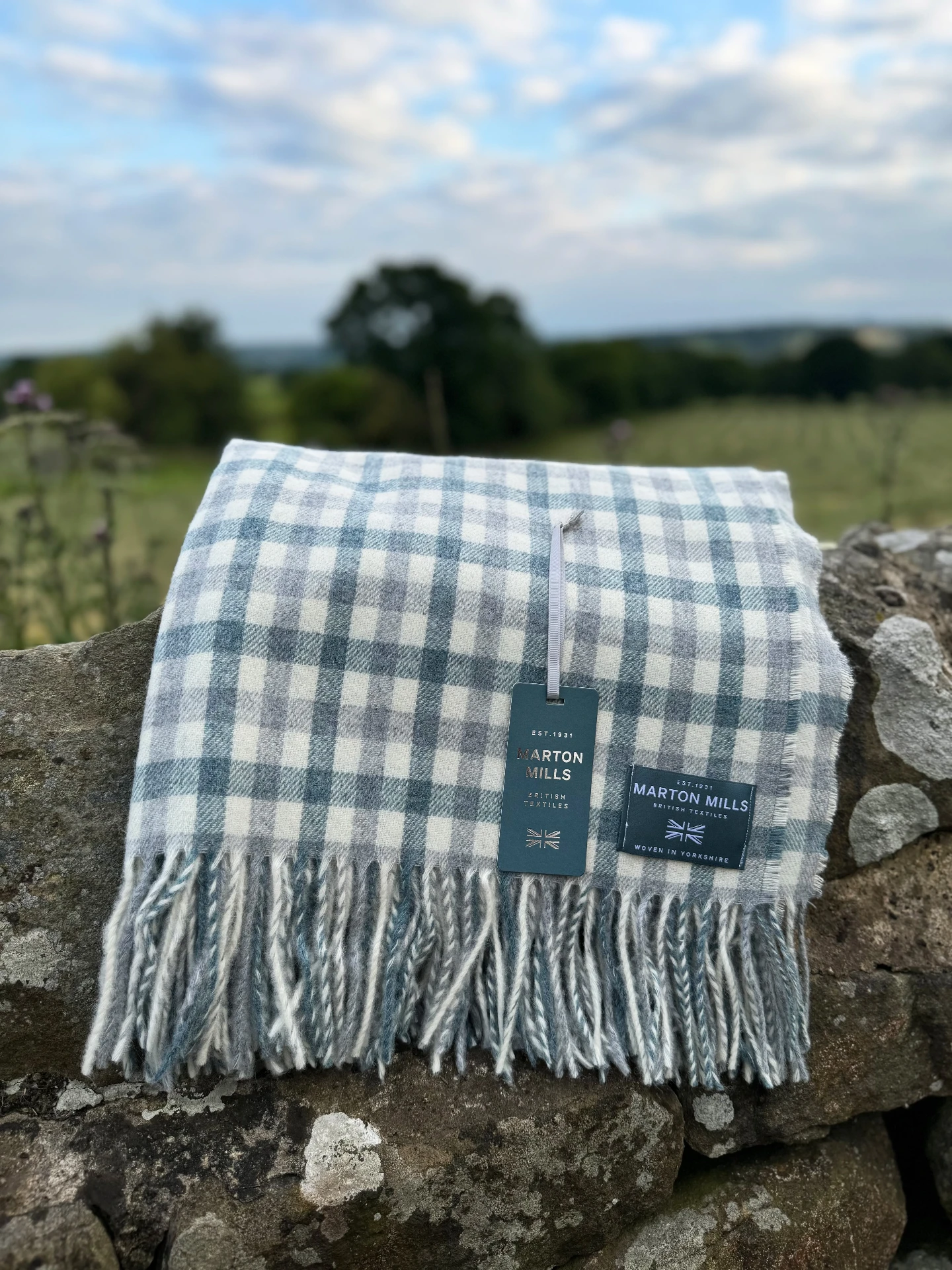 Cracoe Silver & Topaz Throw fabric woven by Marton Mills